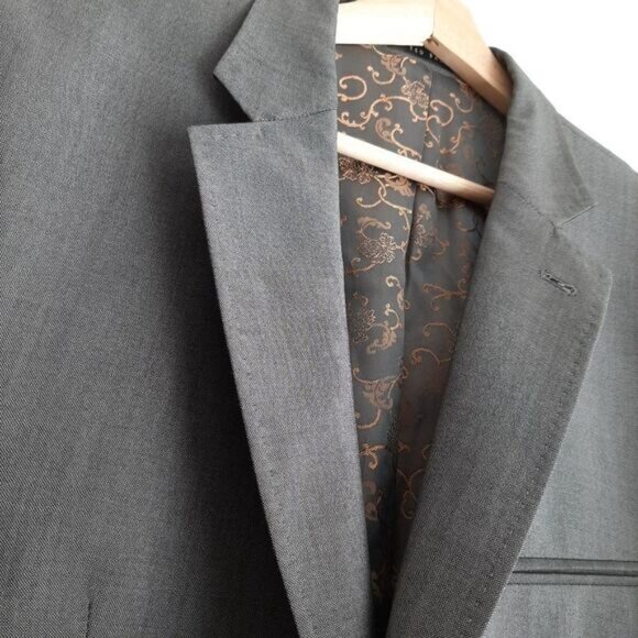 TED BAKER London Blazer Jacket Solid Gray Men's Sz 44 R - Picture 7 of 15